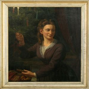 A Young Woman Decorating The Christmas Tree
