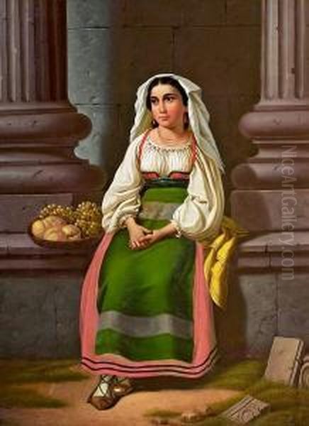 A Roman Girl Selling Fruit. Unsigned - view 1