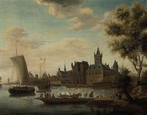 A Coastal Landscape With Shipping Beside A City by Jacobus Storck