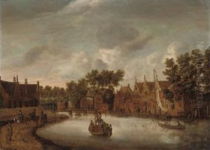 A View Of The Overtoom, Amsterdam, Figures On The Embankment
