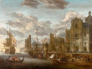 Mediterranean Harbour View With Architecture.