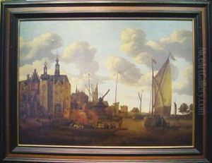 Busy Harbor Scene With Shipping by Jacobus Storck