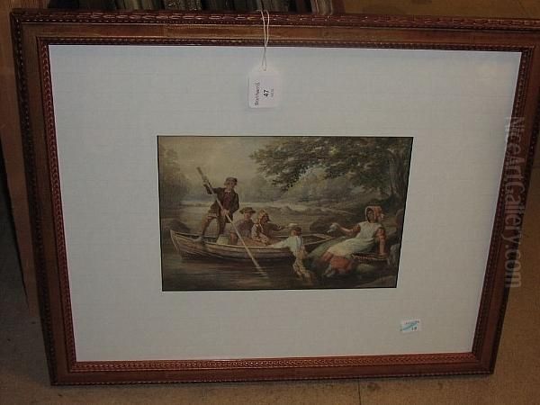 A Family Punting Down The River - view 1