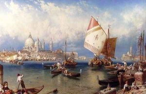 A Market Day On The Giudecca, Venice by Myles Birket Foster