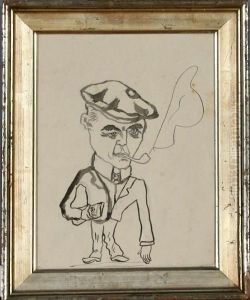 Man Smoking Pipe With A Book Titled "regn" Under His Arm by Robert Storm Petersen