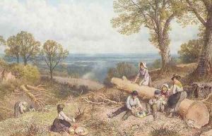 Children Gathering Primroses by Myles Birket Foster