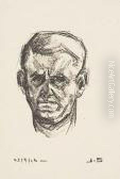 Two Lithographs.
Self Portrait - view 1