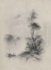 Lakeside Landscape by Myles Birket Foster