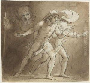 Christian Making His Escape With
 Hopeful From The Dungeon Ofdoubting Castle And Giant Despair