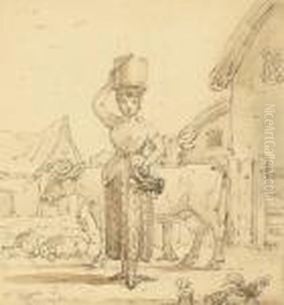 The Milk Maid; Feeding Time. - view 1