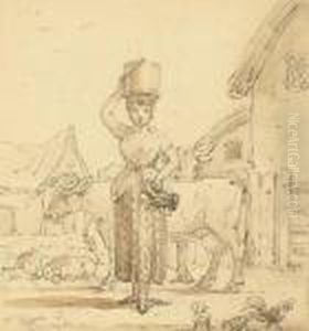 The Milk Maid; Feeding Time. by Thomas Stothard