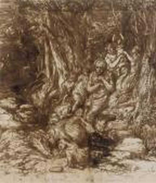 Hagar And Ishmael Beside A Well In The Desert - view 1