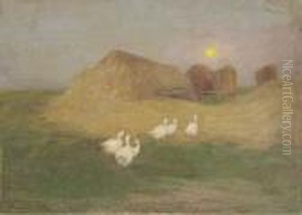 Moonrise Over A Stackyard - view 1