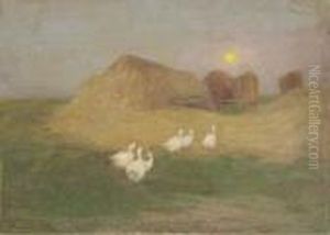 Moonrise Over A Stackyard by Edward William Stott