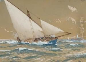 The Royal Yacht Hohenzollern Sailing Off The Coast Of Syrakus,sicily