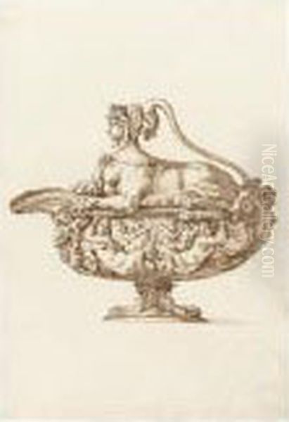 Design For A Covered Sauce Boat With Sphinx - view 1
