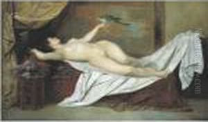 Odalisque With Parrot by Josef Straka
