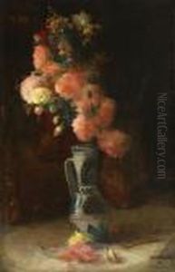 Vase With Chrysanthemums And Roses