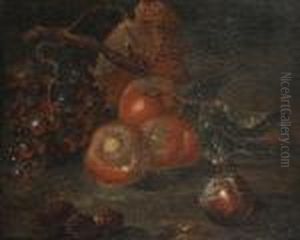 A Still Life Of Grapes, Peaches And Other Fruit by Tobias Stranover