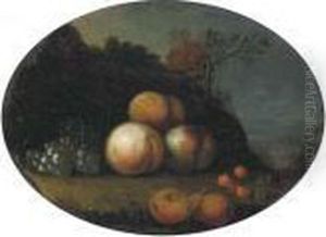 Peaches, Grapes, Pears And Cherries In A Wooded Clearing by Tobias Stranover