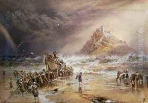 The Return of the Life Boat with St Michaels Mount in the Distance by Myles Birket Foster