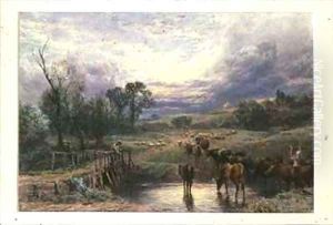 Landscape with Cattle and Bridge by Myles Birket Foster