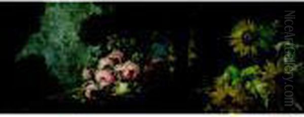 Flowers On A Ledge With Trees Beyond - view 1