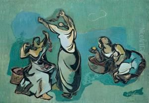 Frauen Mit Korben by Paul Strecker