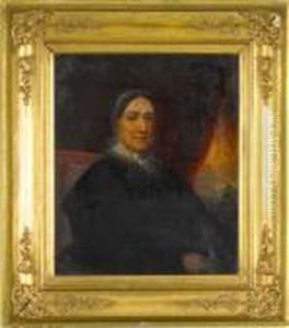 Portrait Of A Lady With Red Drape Background Anddistant Landscape