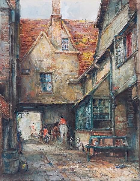 The Hunt At A Coaching Inn, Signed, Watercolour And Bodycolour - view 1