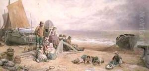 Rottingdean Beach Scene by Myles Birket Foster