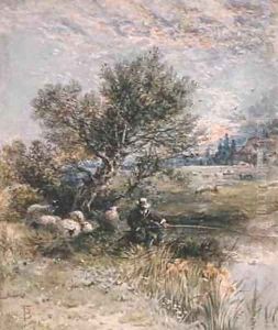 The Angler by Myles Birket Foster
