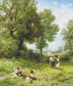 To Gather King-Cups In The Yellow Mead And Prink Their Hair With Daisies by Myles Birket Foster