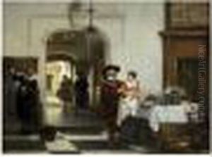 Mousquetaires Et Servante by Johannes Anthonie Balthasar Stroebel