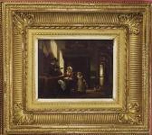 An Artist And His Family In A Domestic Interior - view 1