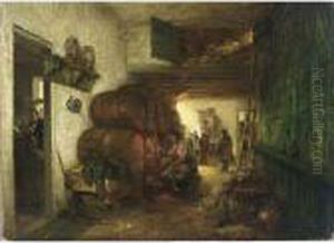 In The Wine Cellar by Johannes Anthonie Balthasar Stroebel