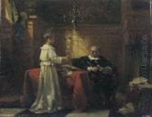 Offering A Glass Of Wine - A Study by Johannes Anthonie Balthasar Stroebel