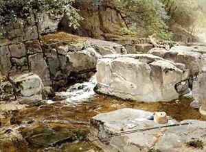 Rocks on the Greta by Myles Birket Foster