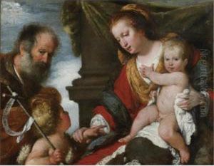 Holy Family With The Infant Baptist by Bernardo Strozzi