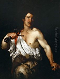 David With The Head Of Goliath by Bernardo Strozzi