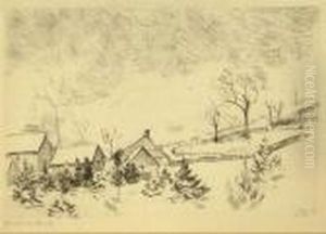 Gehoftansicht Im Winter. Radierung by Hermann Struck