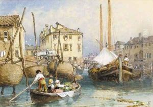 A side canal, Venice by Myles Birket Foster