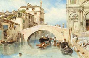 Canale dell'Ospitale and the Scuola di San Marco, Venice by Myles Birket Foster