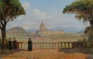 'st Peter's From Villa Pamphili, Rome' by Jacob George Strutt