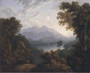 A Log Cart In A Lake Landscape