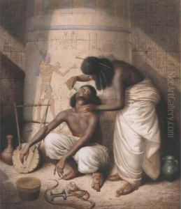 Nubian Barber Plies His Simple 
Trade When Egypt's Haughty Kings Insplendour 
Reigned'. A Shaving Scene In Nubia