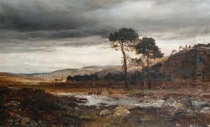 Deer In A Stormy River Landscape
