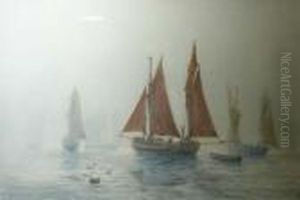 Trawlers In A Calm by Ernest Stuart