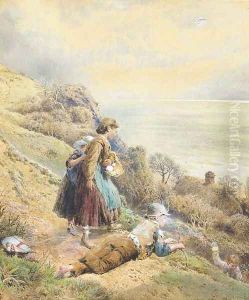 The Primrose Gathers by Myles Birket Foster