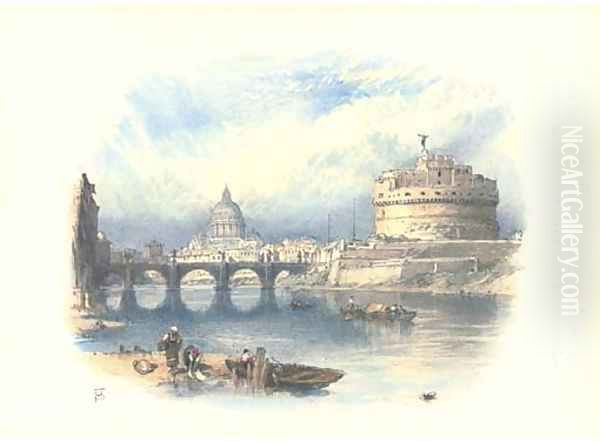 The tower of St Angelo with St Peter's beyond, Rome, Italy - view 1
